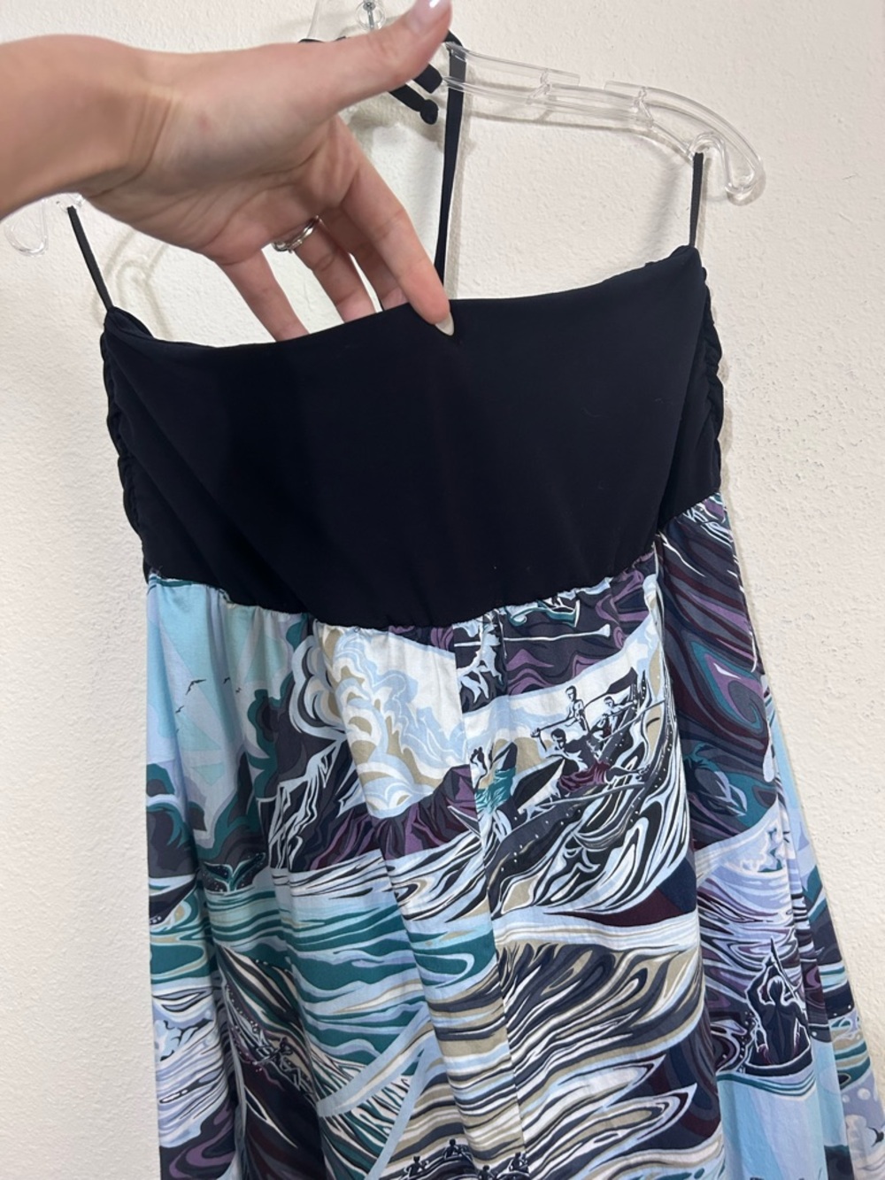 Kai Clothing Hawaii Ocean Wave Print Halter Maxi Dress XL - Picture 6 of 8